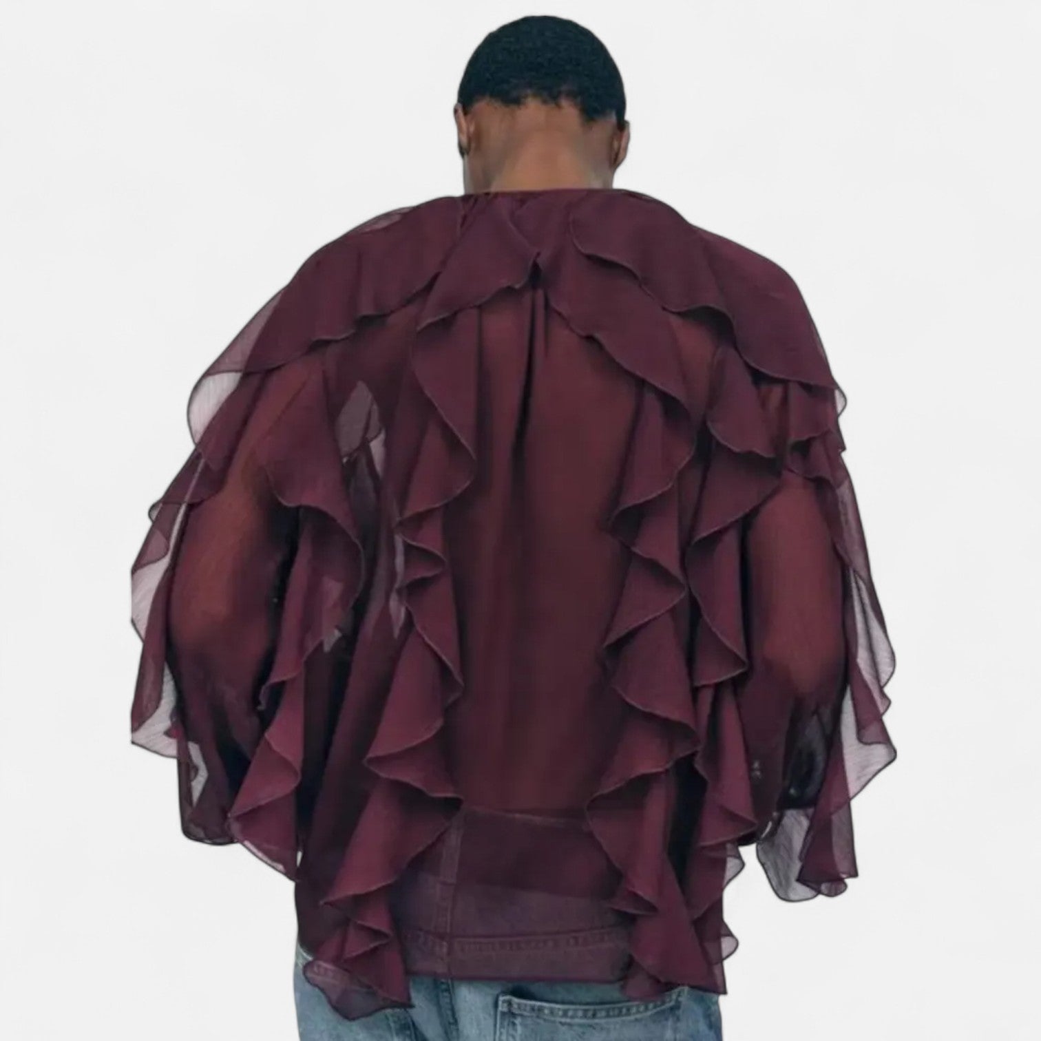 AVANTI – WOMEN'S SHEER RUFFLE BLOUSE