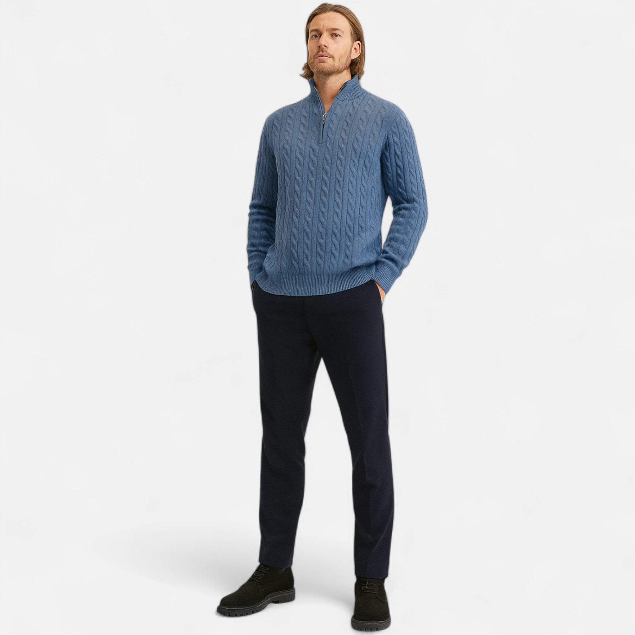 AVANTI – MEN’S CASHMERE WOVEN HALF ZIP
