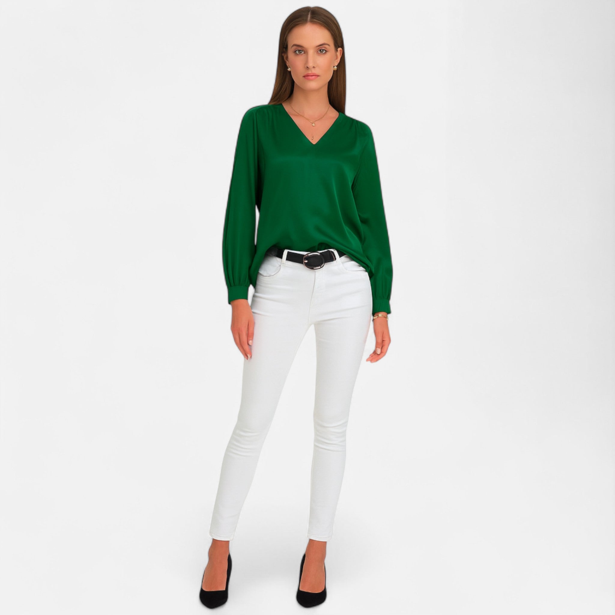 AVANTI – WOMEN'S SATIN LONG SLEEVE BLOUSE