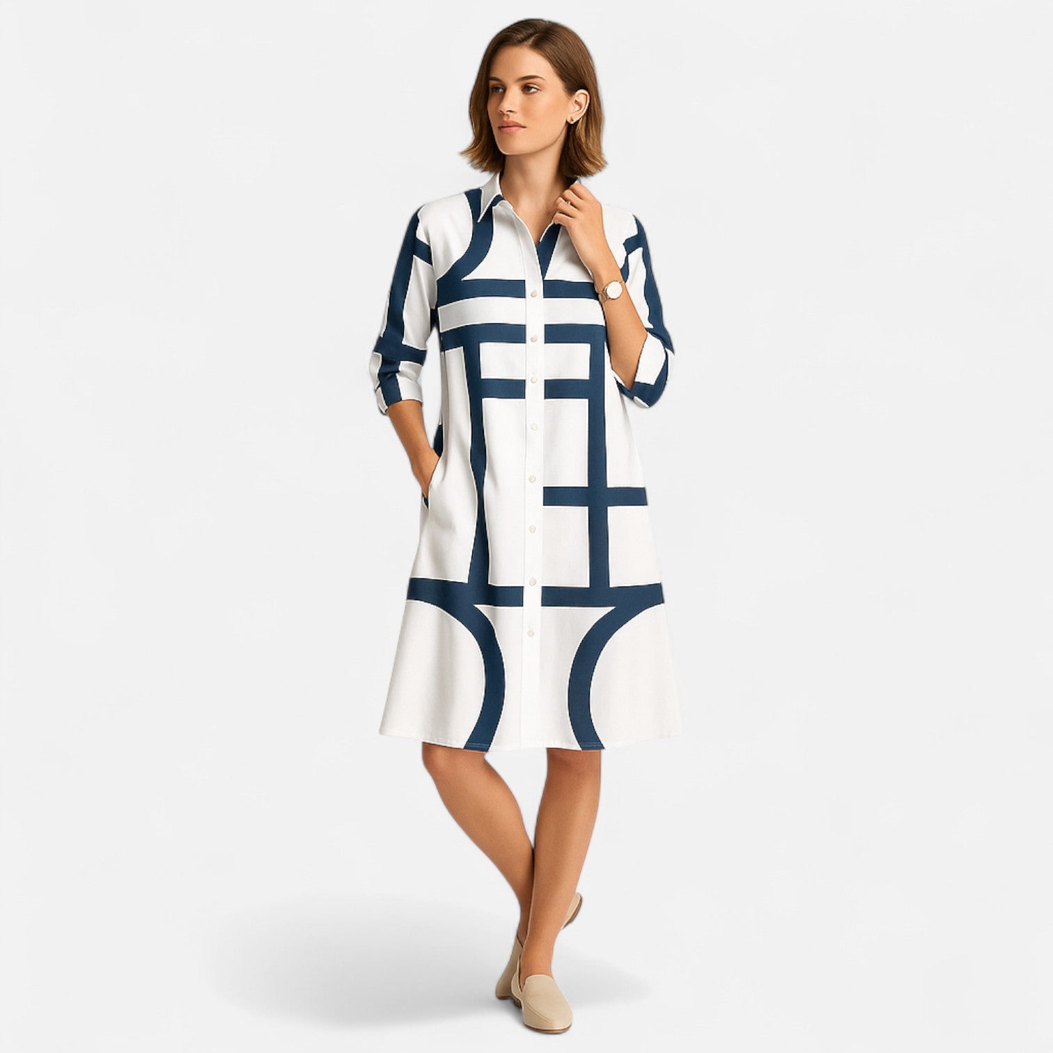 AVANTI – WOMEN'S GEOMETRIC MIDI DRESS