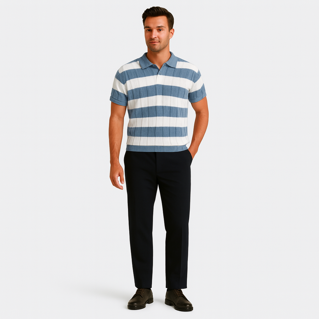 AVANTI – MEN'S WHITE STRIPE POLO