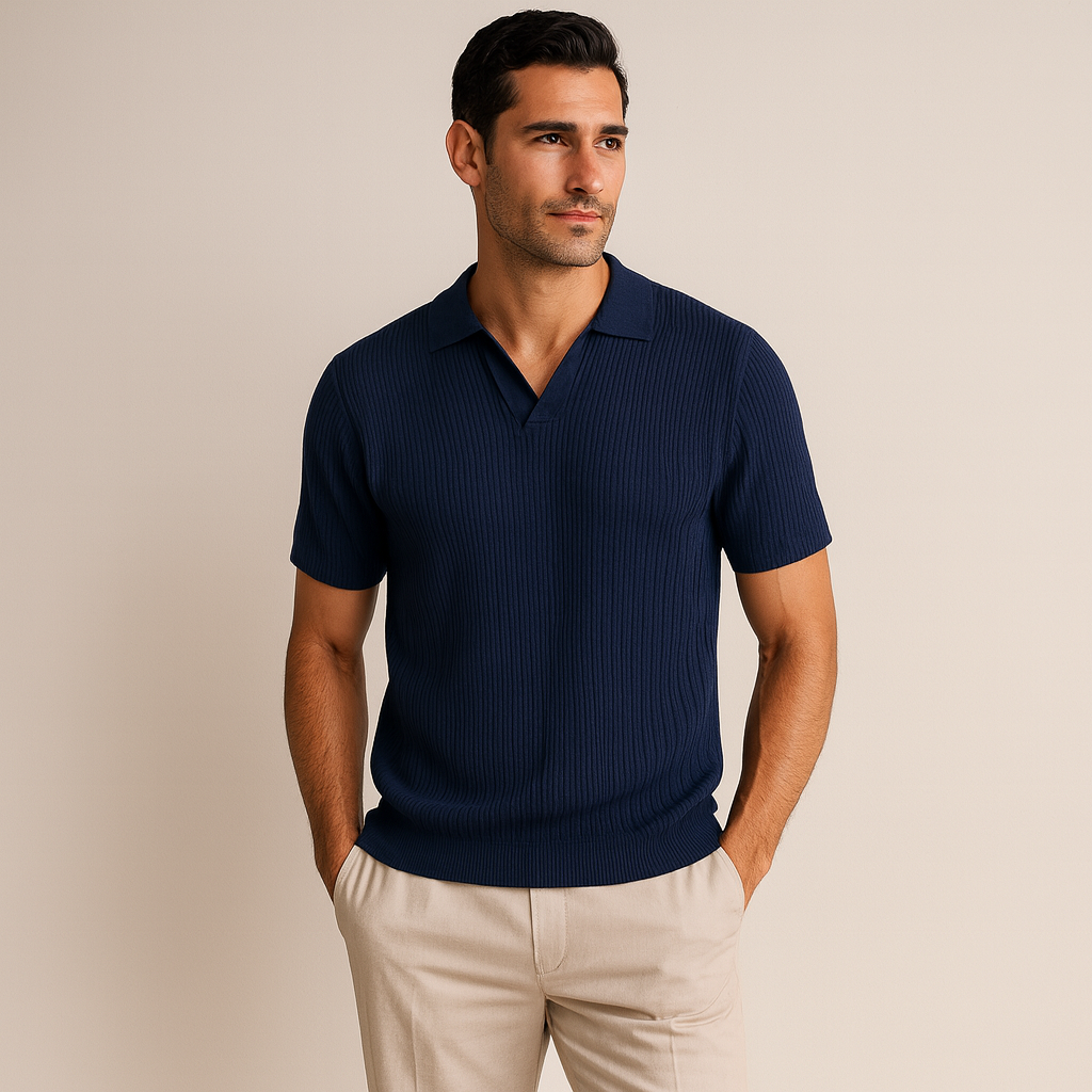 AVANTI – MEN'S OPEN COLLAR RIBBED POLO