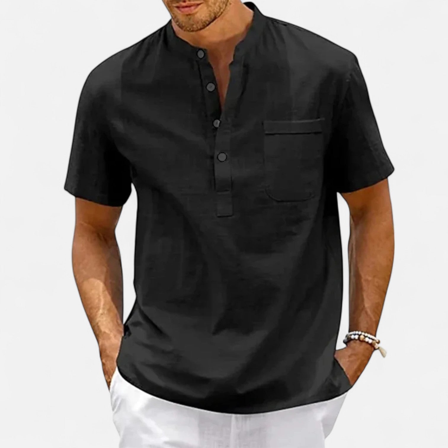 AVANTI – MEN'S LINEN HENLEY SHIRT