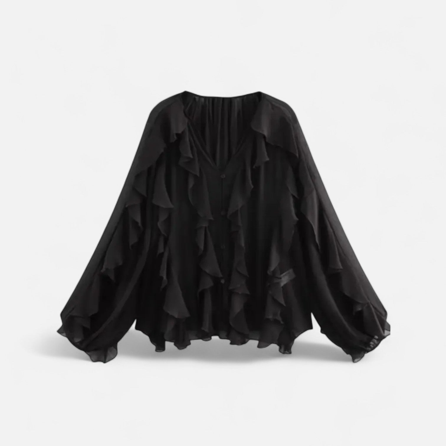 AVANTI – WOMEN'S SHEER RUFFLE BLOUSE