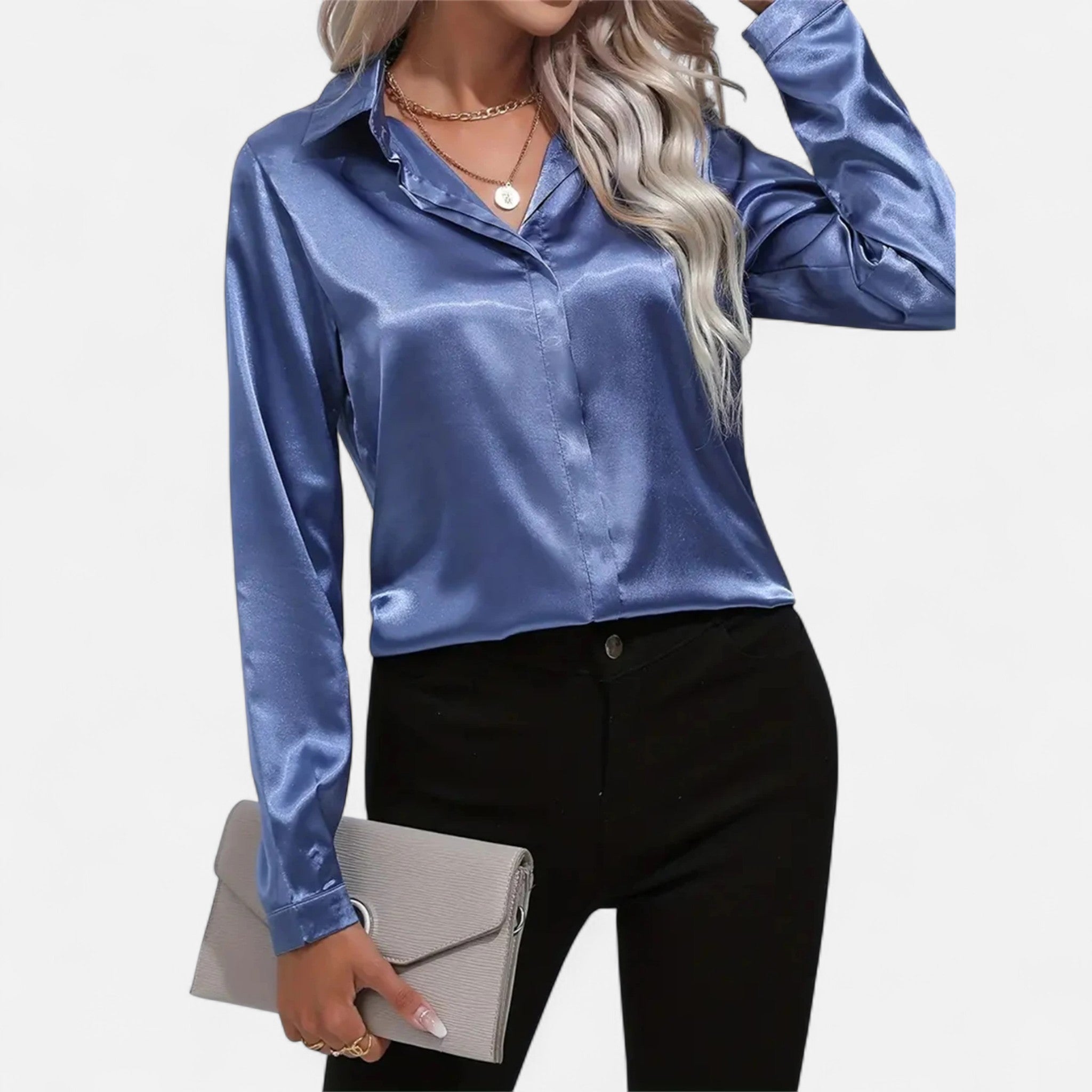 AVANTI – WOMEN'S ONE BUTTON SATIN BLOUSE