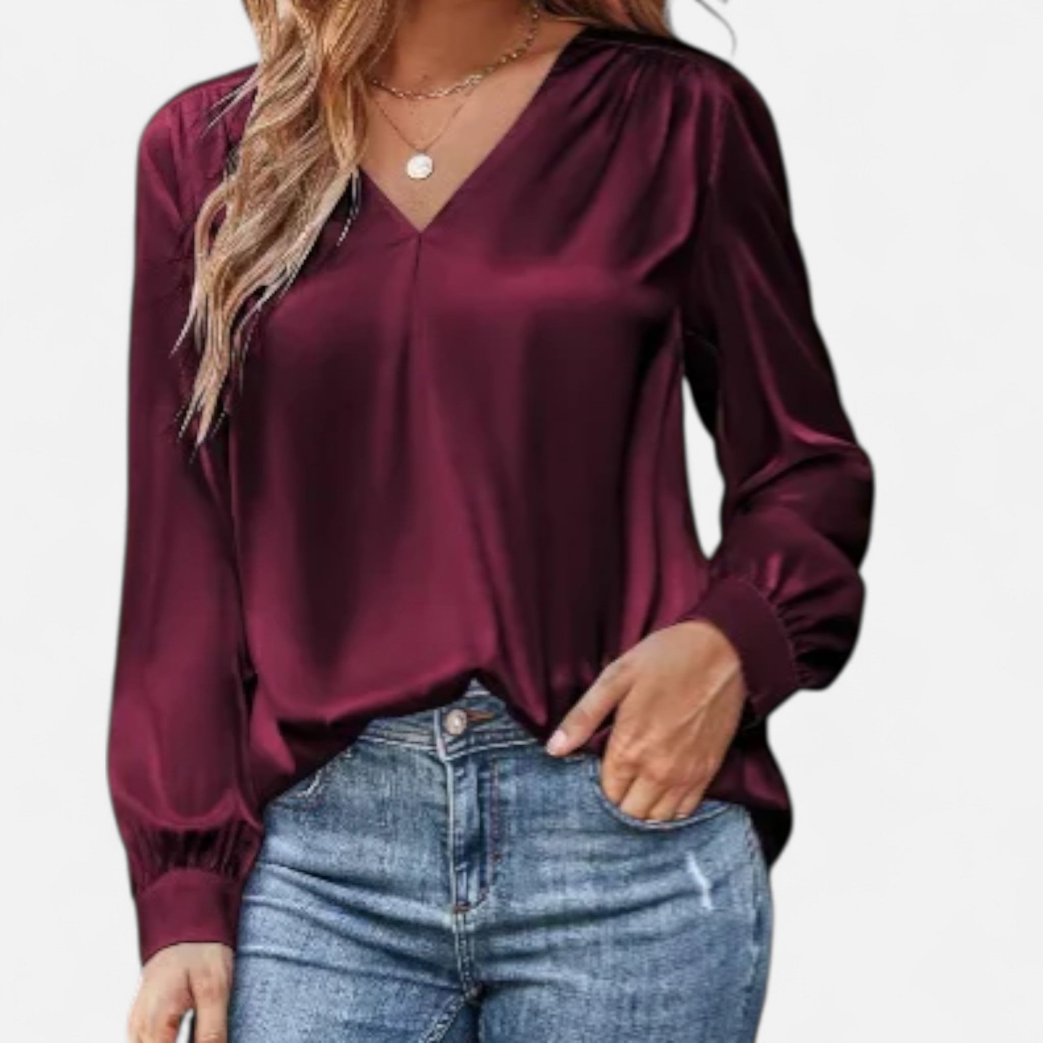 AVANTI – WOMEN'S SATIN LONG SLEEVE BLOUSE
