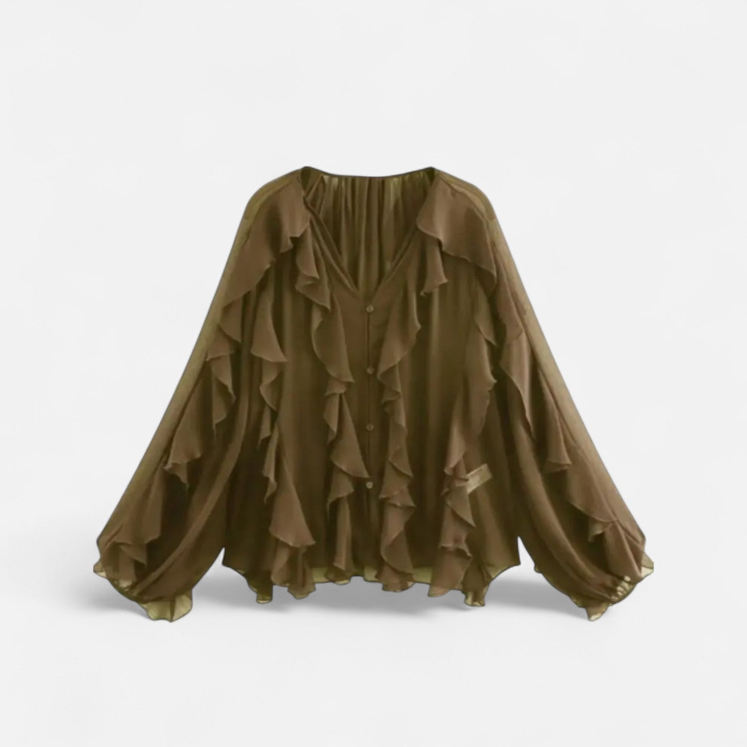 AVANTI – WOMEN'S SHEER RUFFLE BLOUSE