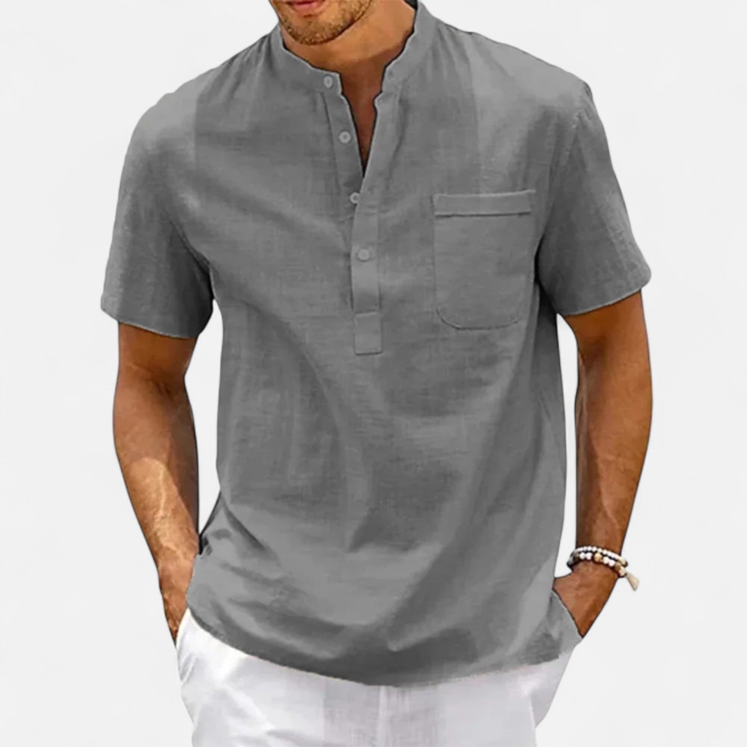 AVANTI – MEN'S LINEN HENLEY SHIRT