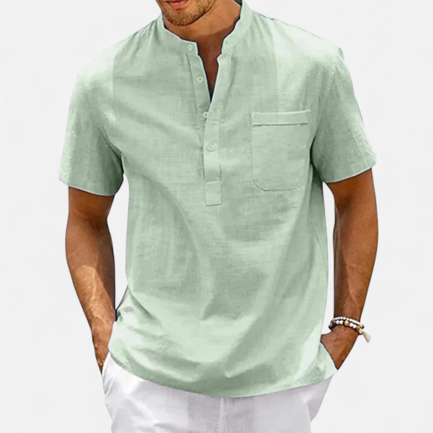 AVANTI – MEN'S LINEN HENLEY SHIRT