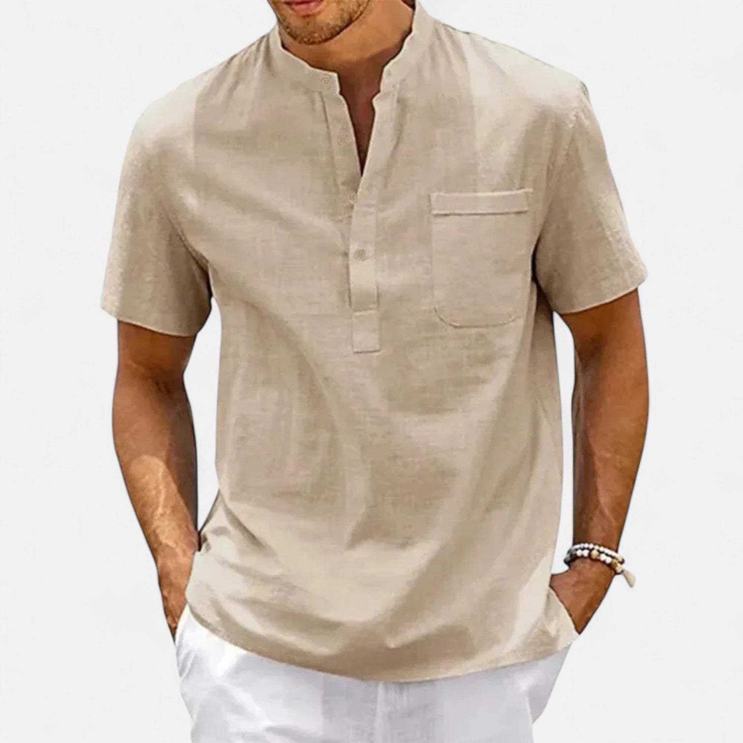 AVANTI – MEN'S LINEN HENLEY SHIRT