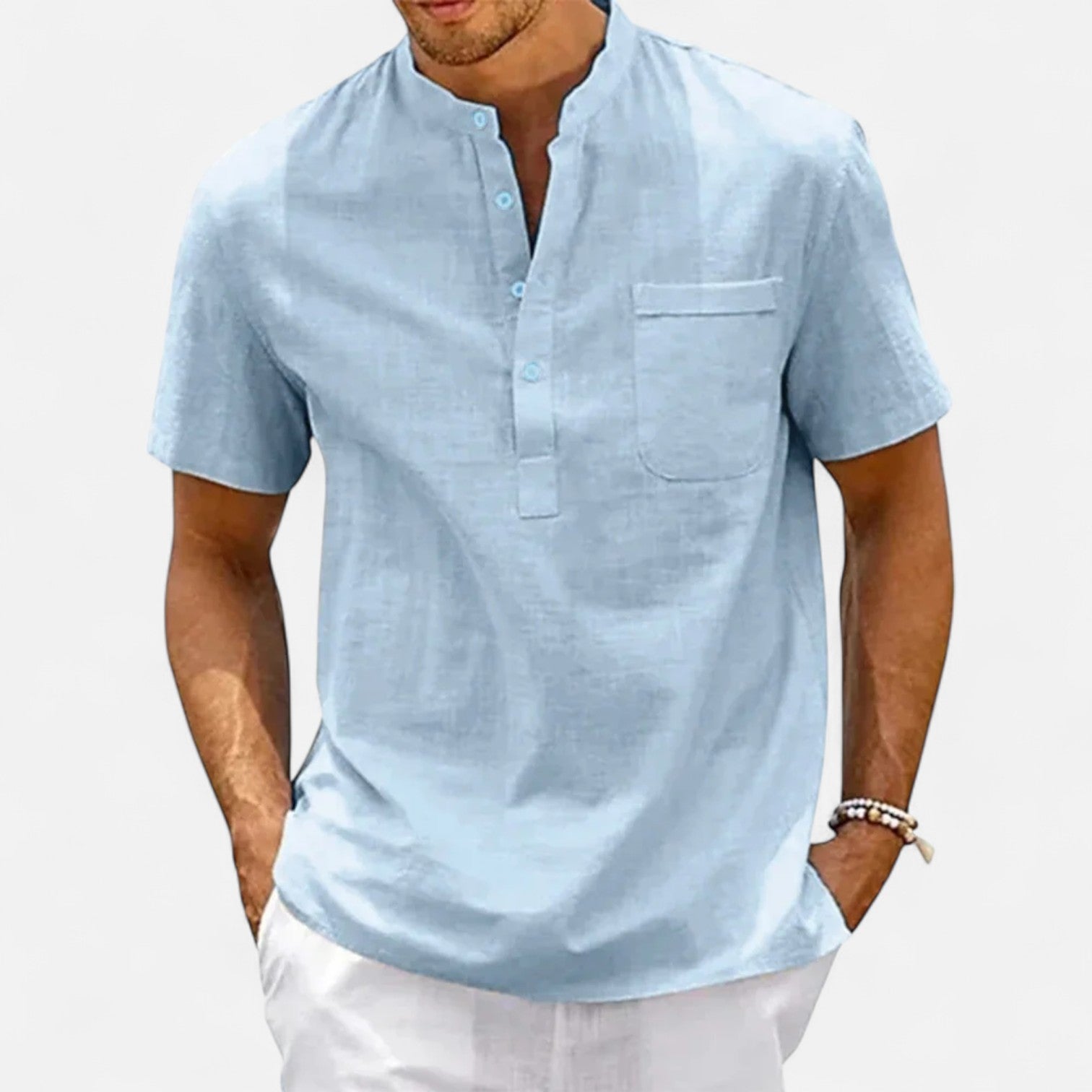 AVANTI – MEN'S LINEN HENLEY SHIRT