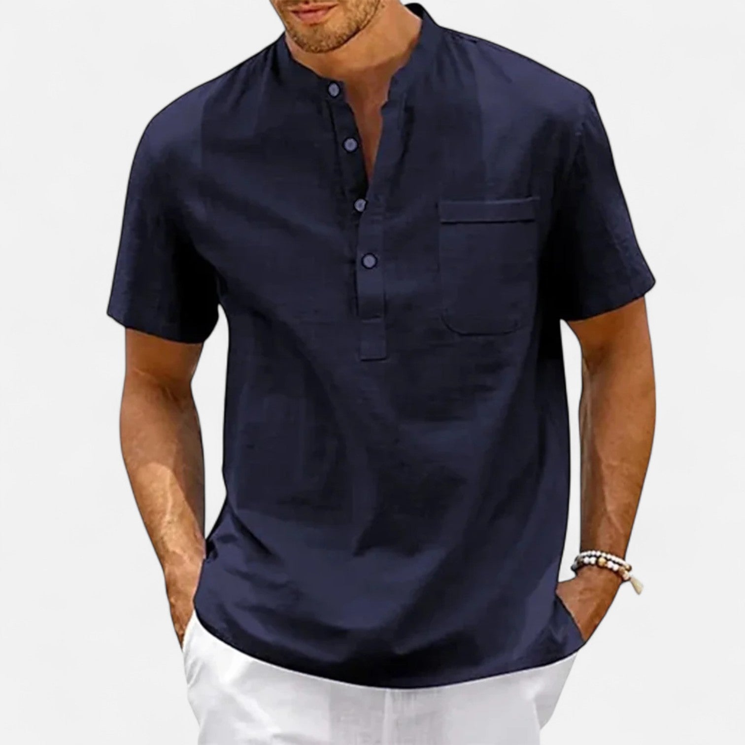 AVANTI – MEN'S LINEN HENLEY SHIRT