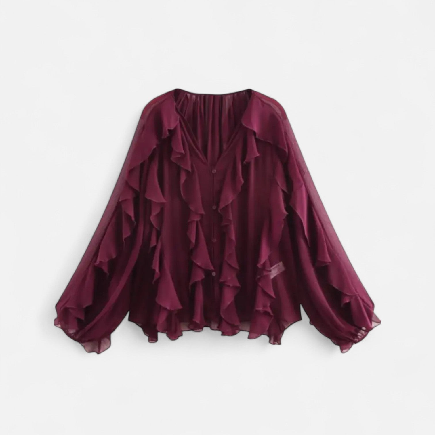 AVANTI – WOMEN'S SHEER RUFFLE BLOUSE