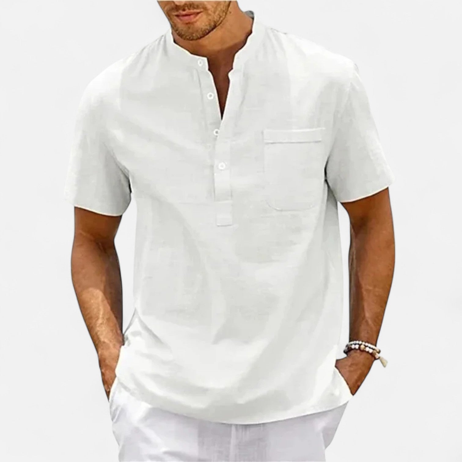 AVANTI – MEN'S LINEN HENLEY SHIRT