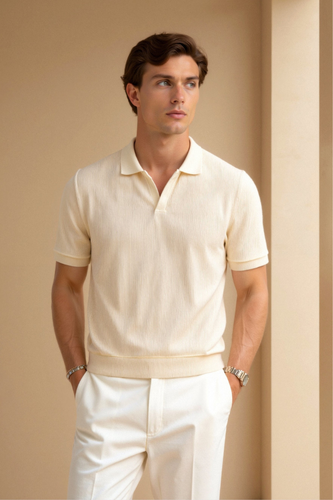 AVANTI – MEN'S WOOLEN STRUCTURE POLO T-SHIRT